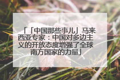 「中国那些事儿」马来西亚专家：中国对多边主义的开放态度增强了全球南方国家的力量